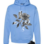 Air Jordan 5 Black/University Blue Matching T-Shirt Carolina Blue T-Shirt (Roses)| illcurrency