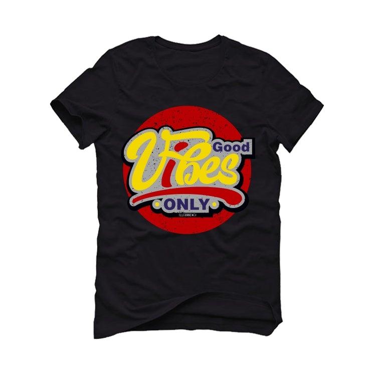 Air Jordan 5 RED AND YELLOW 2020 Black T-Shirt (Good Vibes) - illCurrency Sneaker Matching Apparel