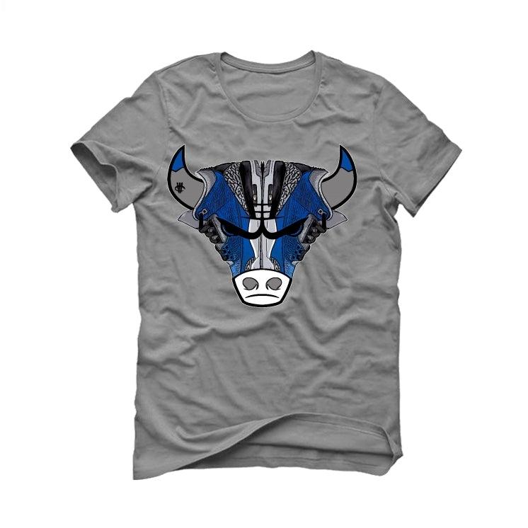 Air Jordan 3 Varsity Royal Grey T-Shirt (Bulls head kicks) - illCurrency Sneaker Matching Apparel