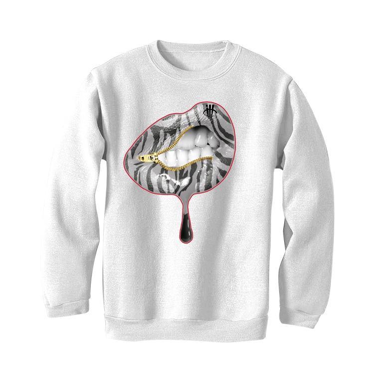 The Nike Air Foamposite Pro White/Black/Varsity Red White T-Shirt (lips unsealed) - illCurrency Sneaker Matching Apparel