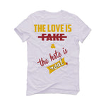 Nike Dunk Low “Midas Gold” | ILLCURRENCY White T-Shirt (Love is Fake)