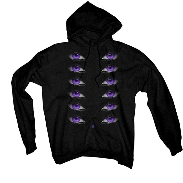 Air Jordan 1 Retro High OG “Court Purple” Black T-Shirt (Eyes) - illCurrency Sneaker Matching Apparel
