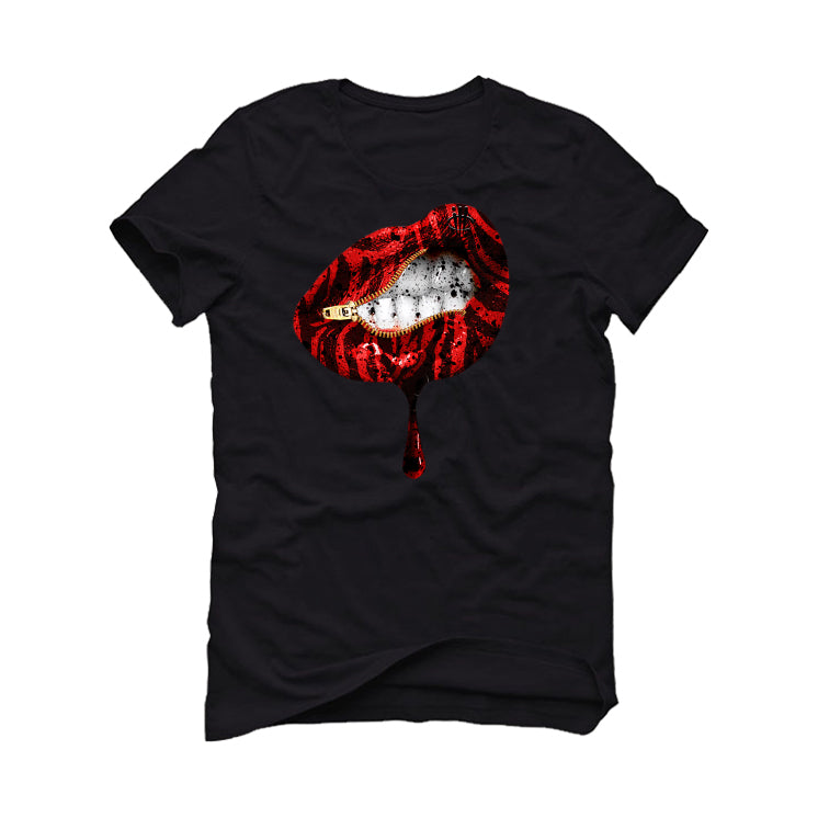 Supreme x Nike SB Dunk High “Navy/Red” Black T-Shirt (LIPS UNSEALED)