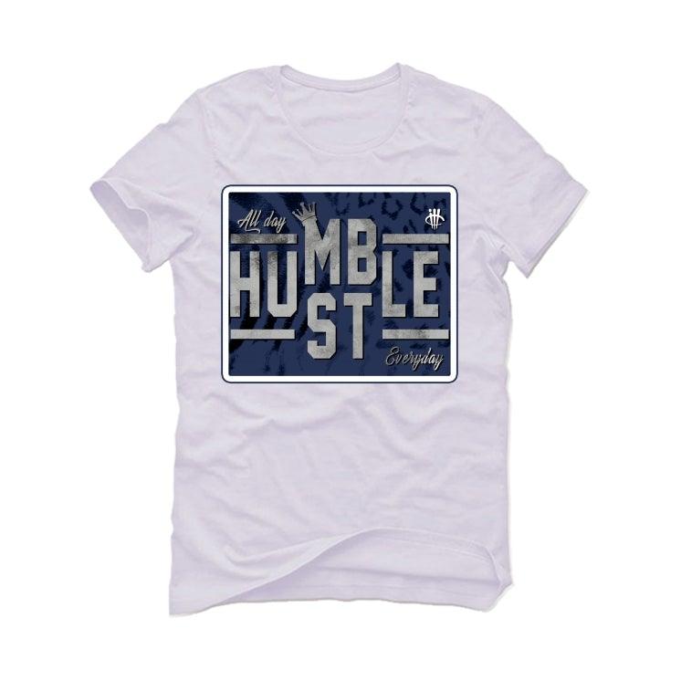 Air Jordan 12 "indigo Stone Blue" White T-Shirt (always hustle) - illCurrency Sneaker Matching Apparel