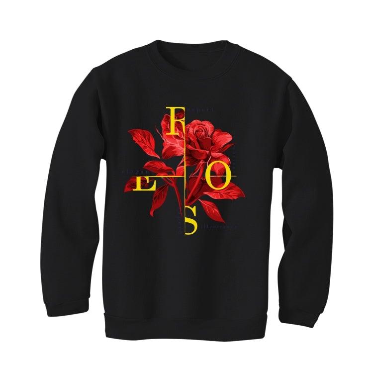 Air Jordan 5 RED AND YELLOW 2020 Black T-Shirt (Roses) - illCurrency Sneaker Matching Apparel