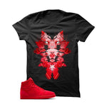 Jordan 1 Retro High Red Suede Black T Shirt (GlitchWolf)