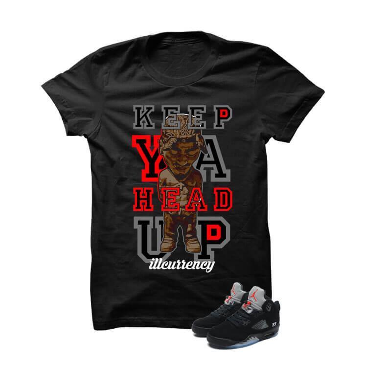 Jordan 5 OG Black Metallic Black T Shirt (Keep Yea Head Up)