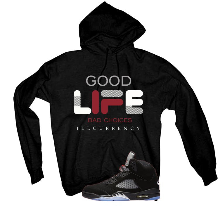 Air Jordan 5 Black Metallic Reimagined Black T-Shirt (Bad Choices)| illcurrency