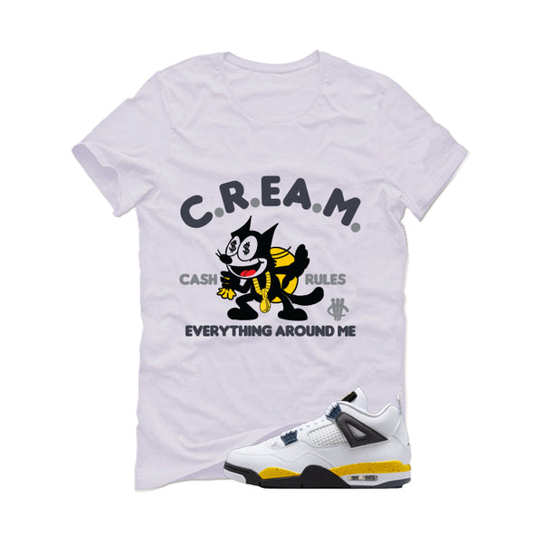 Air Jordan 4 Tour Yellow Matching T-Shirt White T-Shirt (Cream)| illcurrency