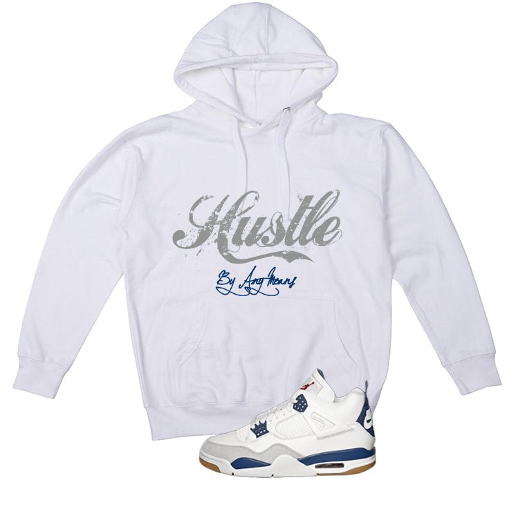 Nike SB x Air Jordan 4 Navy White T-Shirt (Hustle By Any Means)| illcurrency