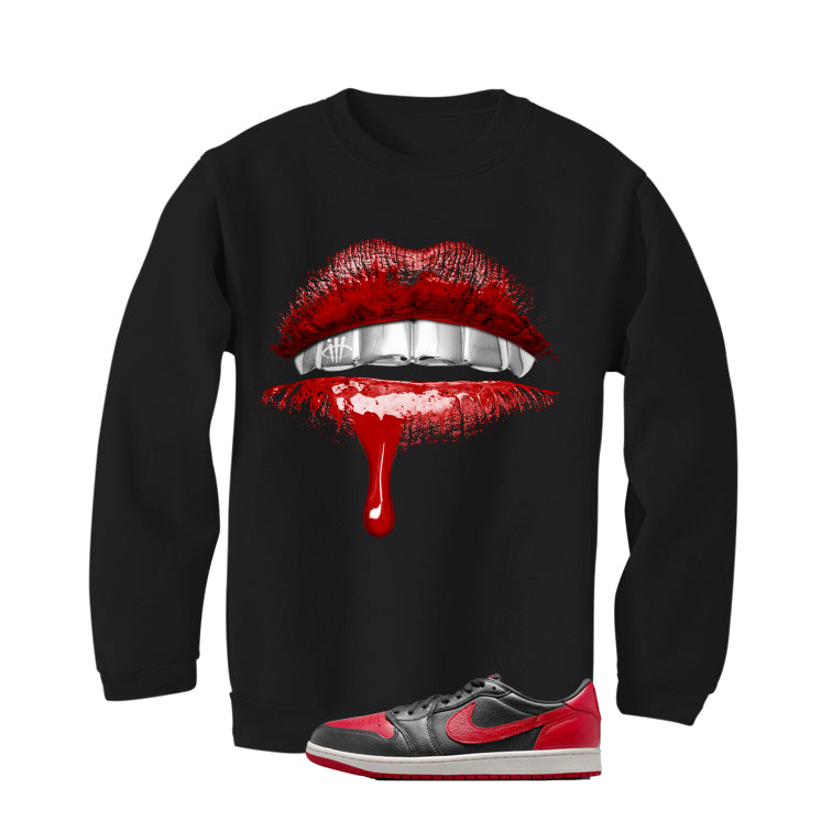 Air Jordan 1 Low OG Banned Matching T-Shirt, Sweatshirts & Hoodies Black T-Shirt (Lips)| illcurrency