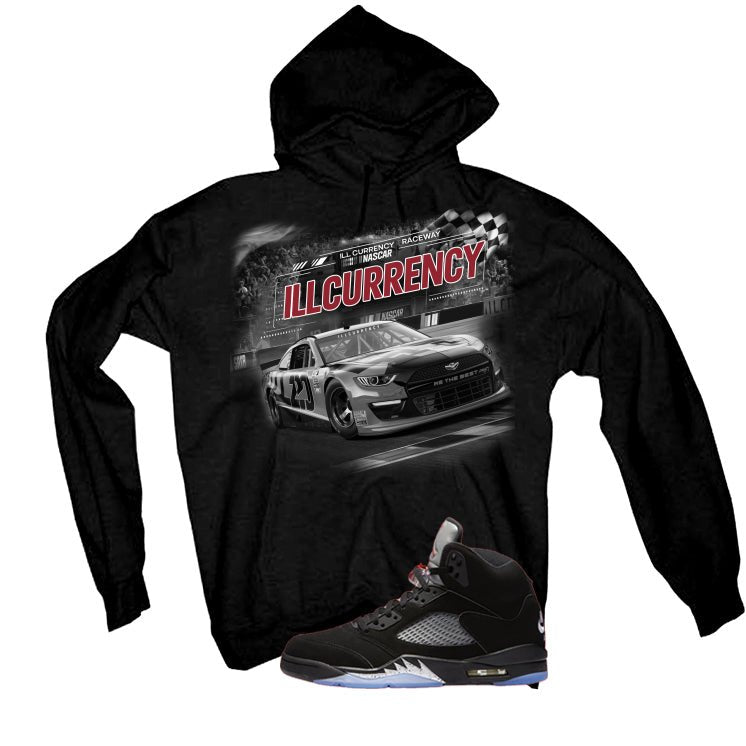 Air Jordan 5 Black Metallic Reimagined Black T-Shirt (Raceway)| illcurrency