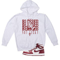 Air Jordan 1 High OG “Team Red”  White T-Shirt (Blessed not lucky)
