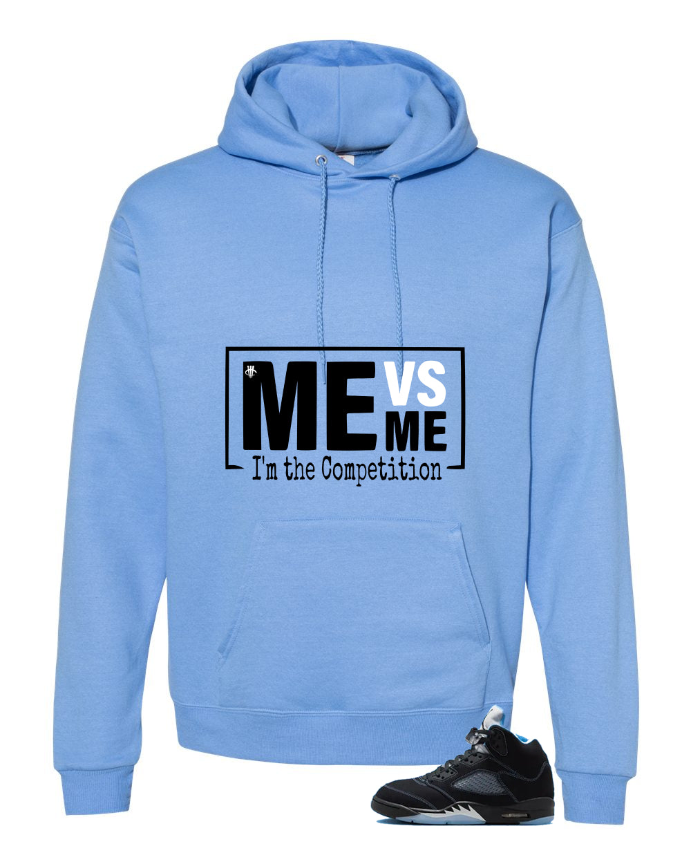 Air Jordan 5 Black/University Blue Matching T-Shirt Carolina Blue T-Shirt (Me Vs Me)| illcurrency