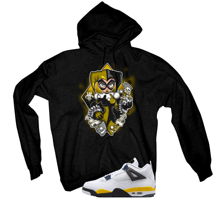 Air Jordan 4 Tour Yellow Matching T-Shirt Black T-Shirt (Jack in a Box)| illcurrency