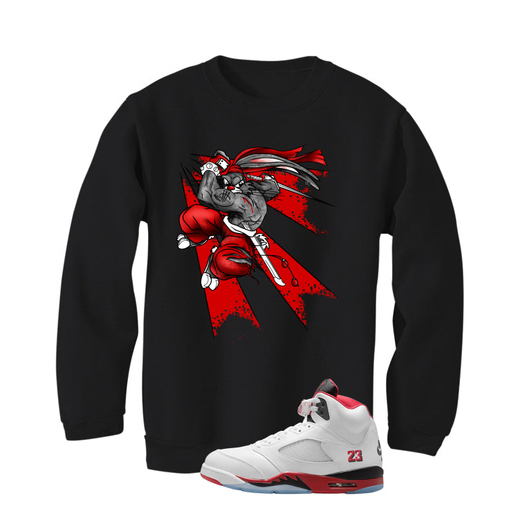 Air Jordan 5 Fire Red Black Tongue Black T-Shirt (Bugs)| illcurrency