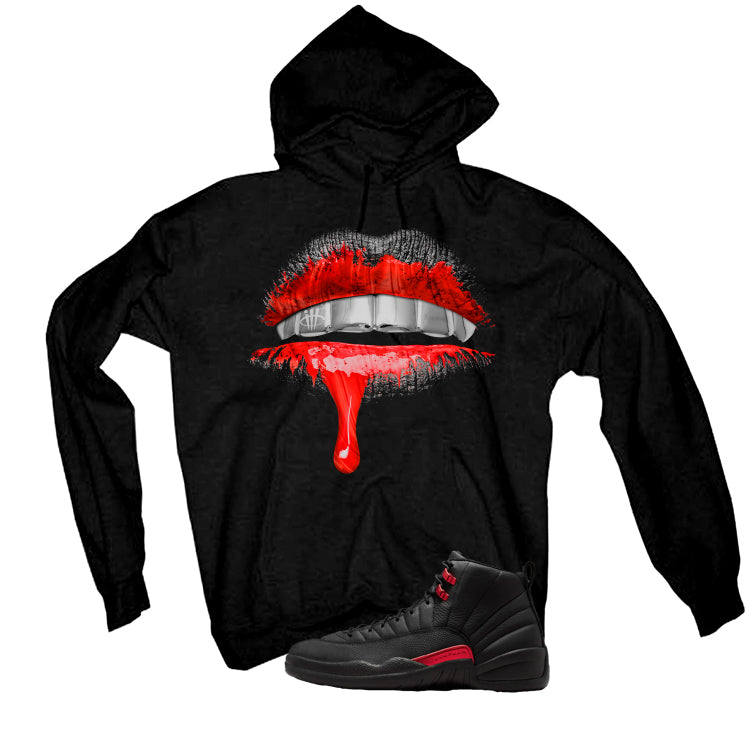 Air Jordan 12 Bloodline Matching T-Shirt, Sweatshirts, & Hoodies Black T-Shirt (Lips)| illcurrency