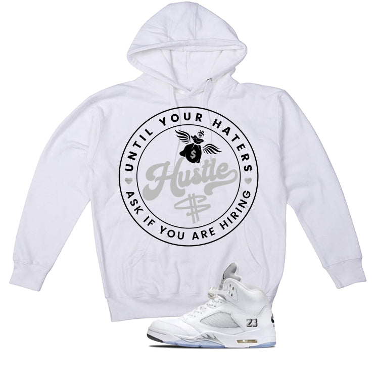 Air Jordan 5 OG White Metallic Matching T-Shirt, Sweatshirts & Hoodies White T-Shirt (Haters Catch Up)| illcurrency