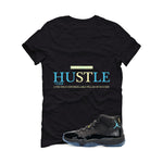 Air Jordan 11 Gamma Blue Matching T-Shirt, Sweatshirts & Hoodies Black T-Shirt (Hustle Definition)| illcurrency