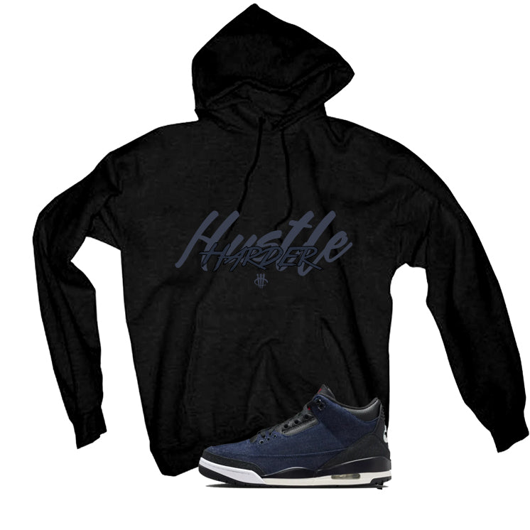 Levi’s x Air Jordan 3 Rigid Matching T-Shirt, Sweatshirts & Hoodies Black T-Shirt (Hustle Harder)| illcurrency