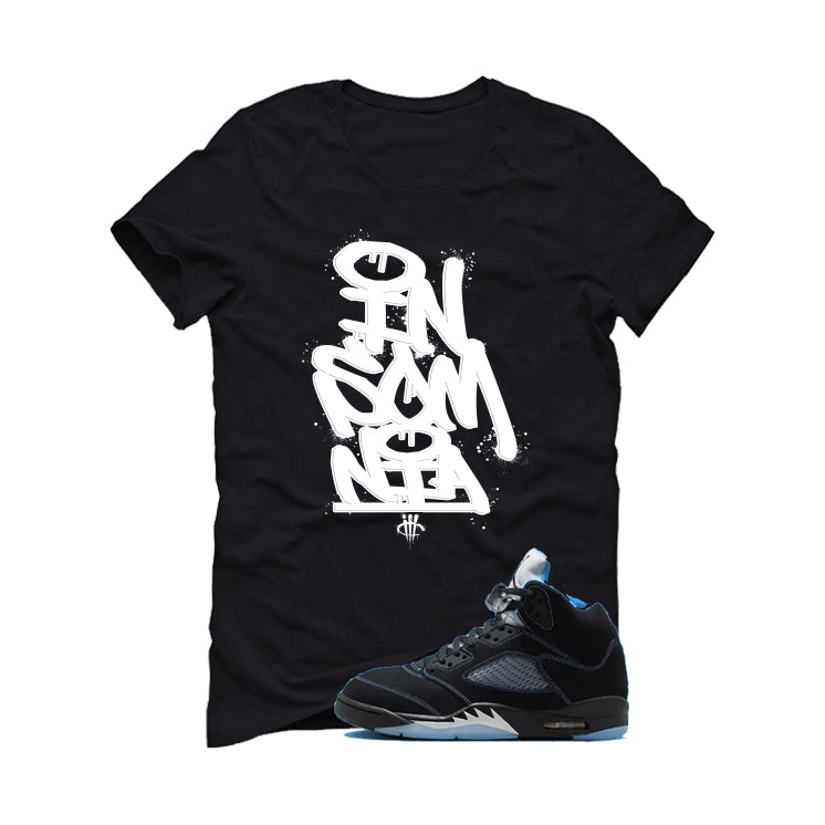 Air Jordan 5 Black/University Blue Matching T-Shirt Black T-Shirt (Insomnia)| illcurrency