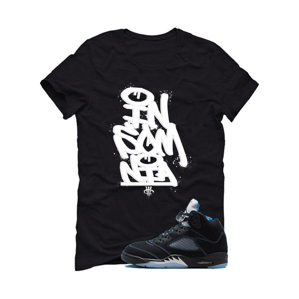 Air Jordan 5 Black/University Blue Matching T-Shirt Black T-Shirt (Insomnia)| illcurrency