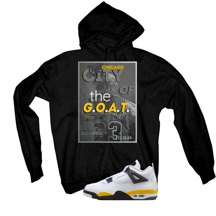 Air Jordan 4 Tour Yellow Matching T-Shirt Black T-Shirt (The City Of The Goat)| illcurrency