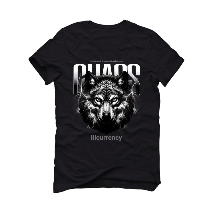 Jordan 5 Wolf Grey Matching T-Shirt, Sweatshirts, & Hoodies Black T-Shirt (Chaos)| illcurrency