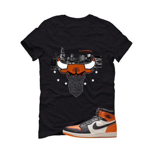 Air Jordan 1 High OG Shattered Backboard Black T-Shirt (Bulls Head)| illcurrency