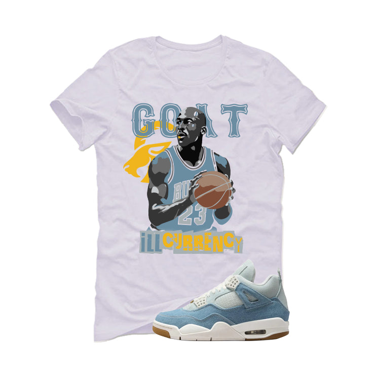 Air Jordan 4 Denim Worn Blue White T-Shirt (MJ GOAT)| illcurrency