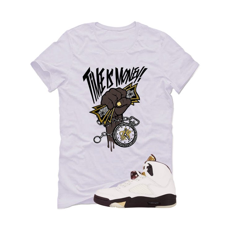 Air Jordan 5 Earth/Metallic Gold White T-Shirt (Time Is Money)| illcurrency