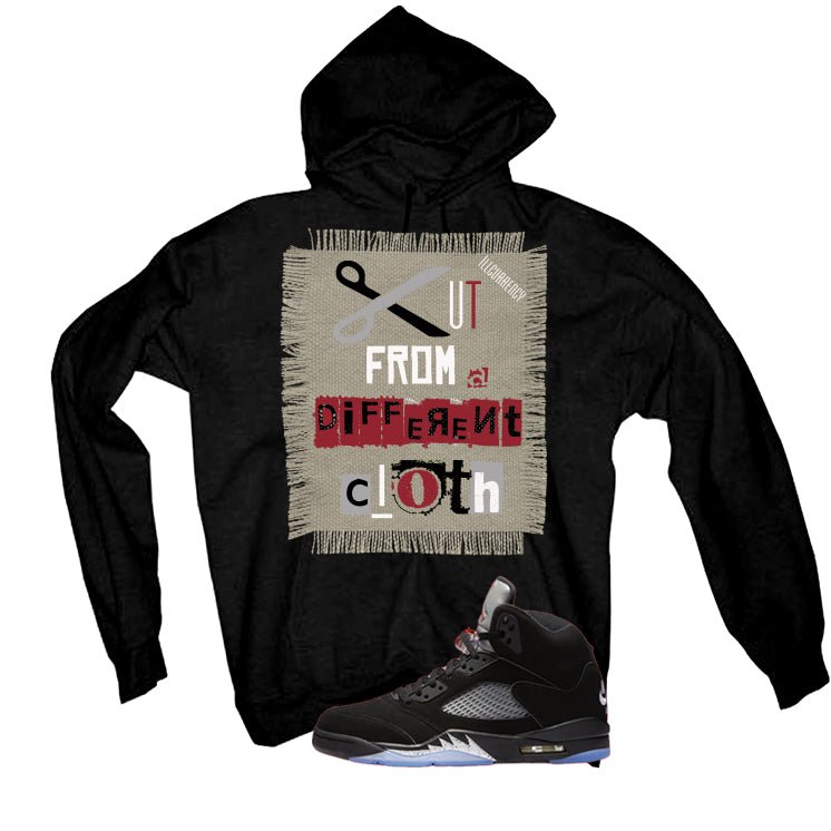 Air Jordan 5 Black Metallic Reimagined Black T-Shirt (Cut from a different cloth)| illcurrency
