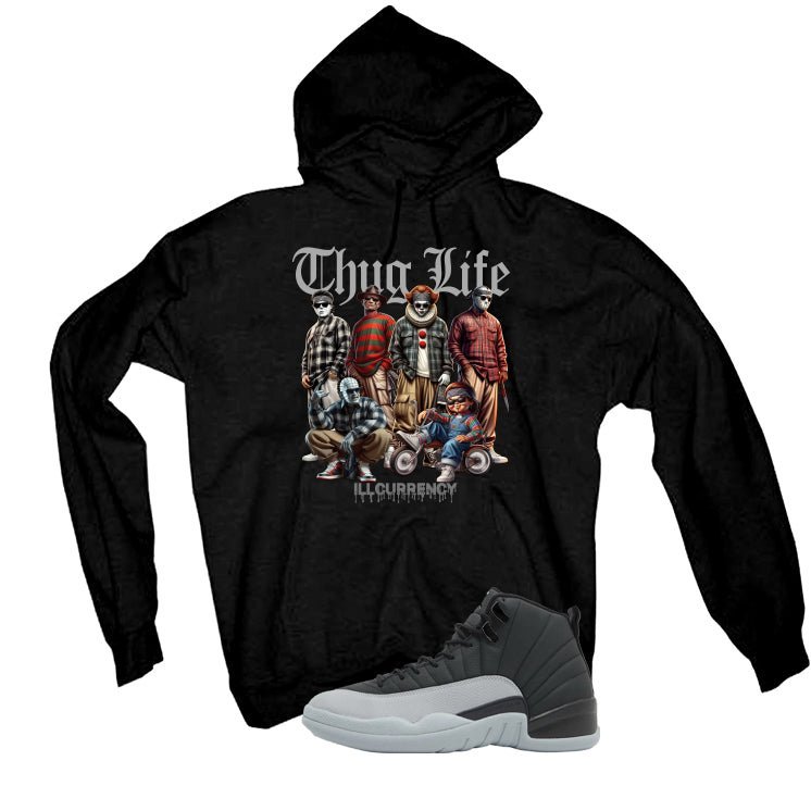 Air Jordan 12 Black/Wolf Grey Black T-Shirt (Thug Life Halloween)| illcurrency