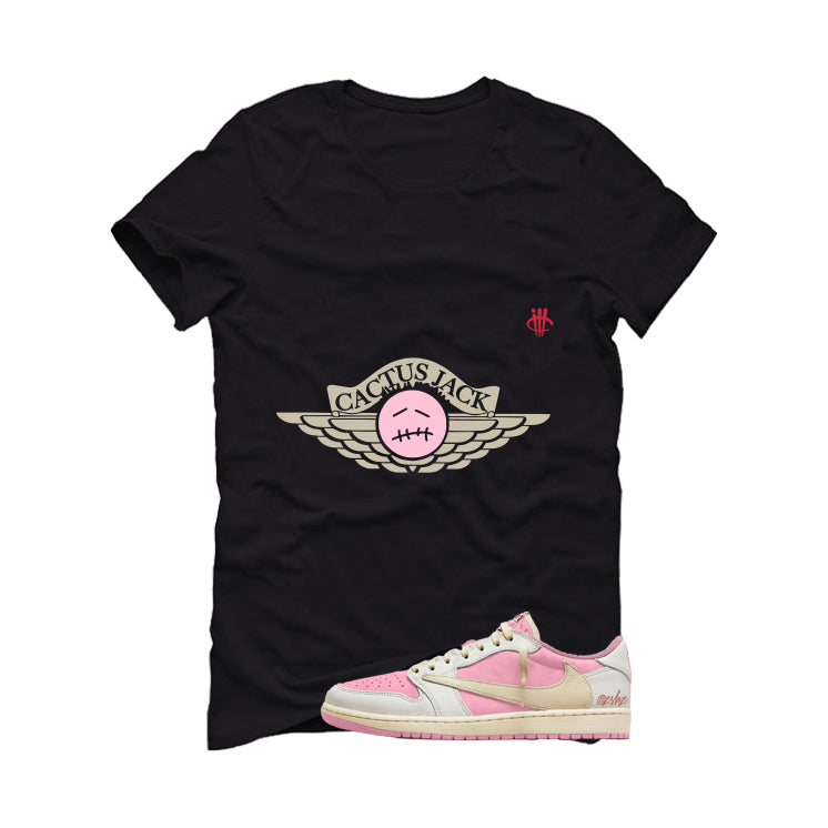 Travis Scott x Air Jordan 1 Low OG Shy Pink Matching T-Shirt, Sweatshirts, & Hoodies Black T-Shirt (Cactus Jack)| illcurrency