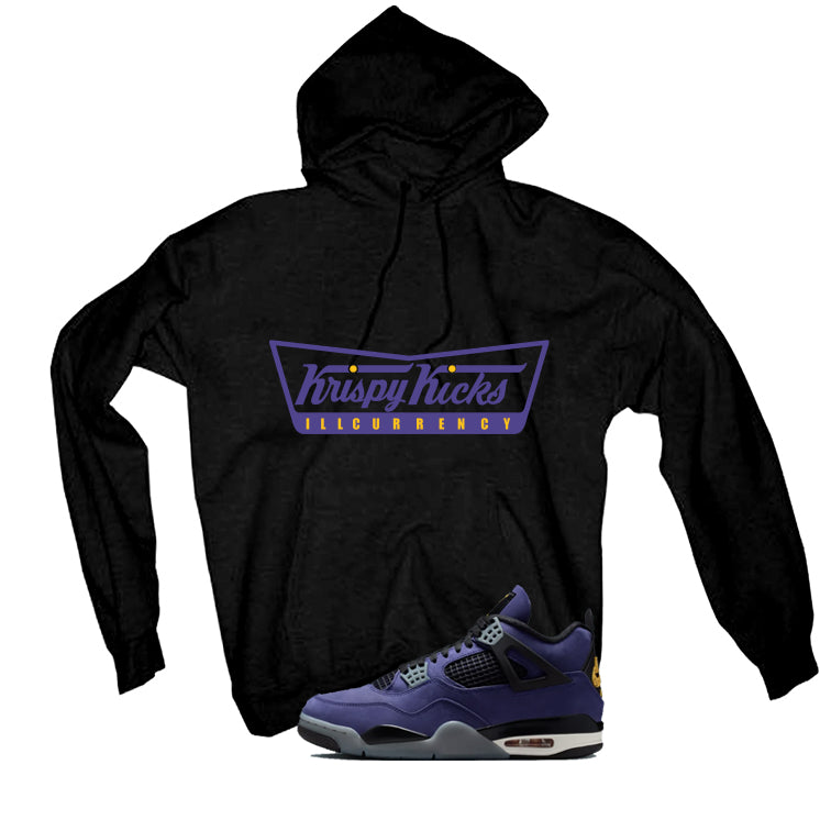 Air Jordan 4 OG Lakers Matching T-Shirt, Sweatshirts & Hoodies Black T-Shirt (Krispy Kicks)| illcurrency
