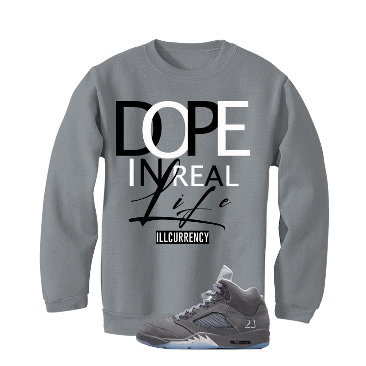Air Jordan 5 Wolf Grey Matching T-Shirt, Sweatshirts & Hoodies Grey T-Shirt (DOPE)| illcurrency