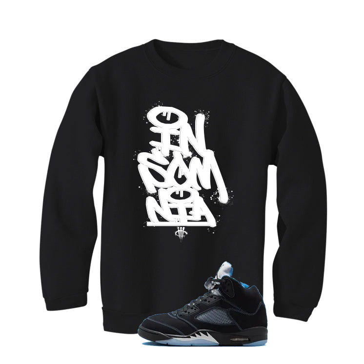 Air Jordan 5 Black/University Blue Matching T-Shirt Black T-Shirt (Insomnia)| illcurrency