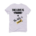 Air Jordan 11 Gratitude | ILLCURRENCY White T-Shirt (Love is Fake)