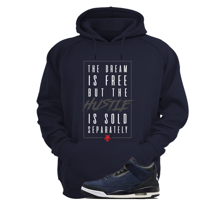 Levi’s x Air Jordan 3 Rigid Matching T-Shirt, Sweatshirts & Hoodies Navy Blue T-Shirt (The Dream Is Free)| illcurrency