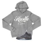 Air Jordan 5 Wolf Grey Matching T-Shirt, Sweatshirts & Hoodies Grey T-Shirt (Hustle By Any Means)| illcurrency