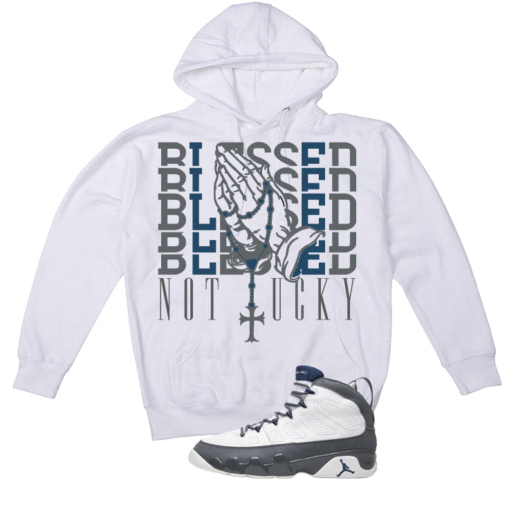Air Jordan 9 Flint Grey Matching T-Shirt, Sweatshirts & Hoodies White T-Shirt (Blessed not lucky)| illcurrency