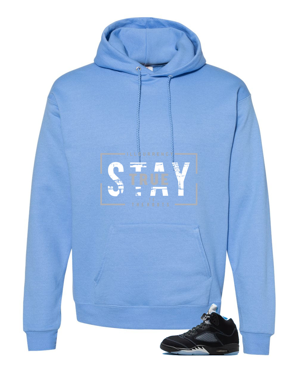 Air Jordan 5 Black/University Blue Matching T-Shirt Carolina Blue T-Shirt (Stay True)| illcurrency