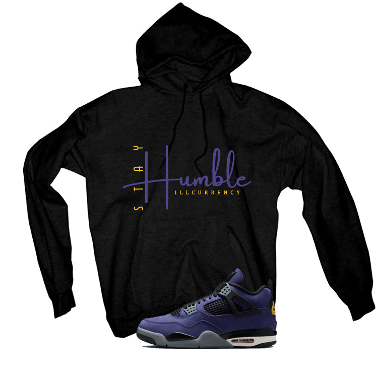 Air Jordan 4 OG Lakers Matching T-Shirt, Sweatshirts & Hoodies Black T-Shirt (Stay Humble)| illcurrency