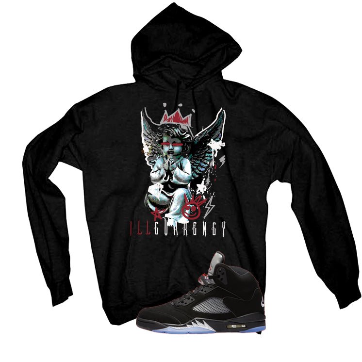 Air Jordan 5 Black Metallic Reimagined Black T-Shirt (Graffiti Angel)| illcurrency