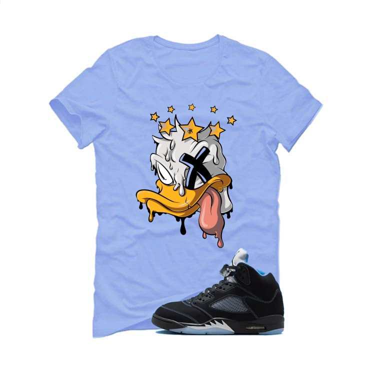 Air Jordan 5 Black/University Blue Matching T-Shirt Carolina Blue T-Shirt (Ducked)| illcurrency