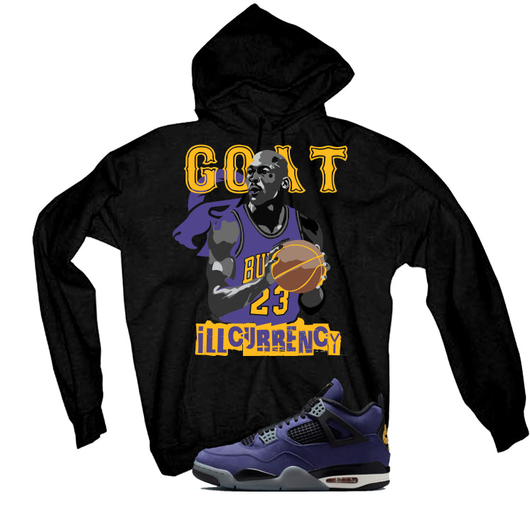 Air Jordan 4 OG Lakers Matching T-Shirt, Sweatshirts & Hoodies Black T-Shirt (GOAT 23)| illcurrency