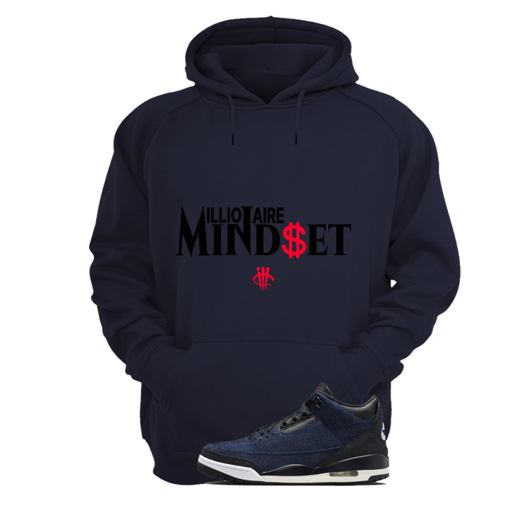 Levi’s x Air Jordan 3 Rigid Matching T-Shirt, Sweatshirts & Hoodies Navy Blue T-Shirt (Millionaire Mindset)| illcurrency