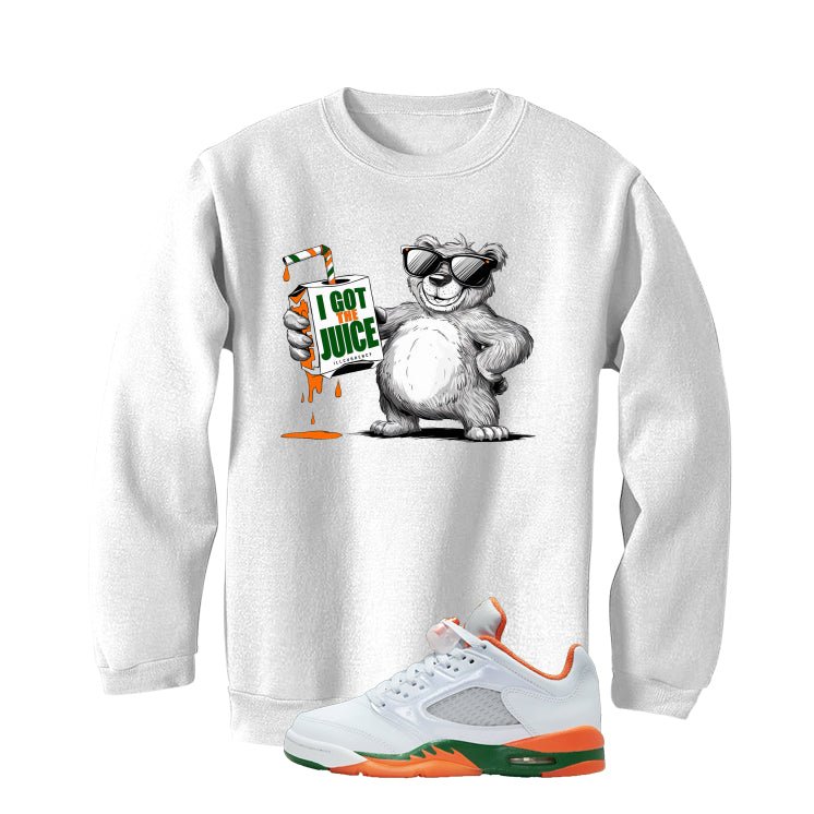 Air Jordan 5 GS Miami Hurricanes White T-Shirt (I got the juice)| illcurrency