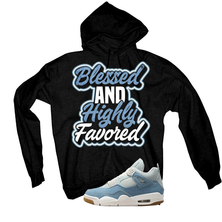 Air Jordan 4 Denim Worn Blue Black T-Shirt (Blessed)| illcurrency