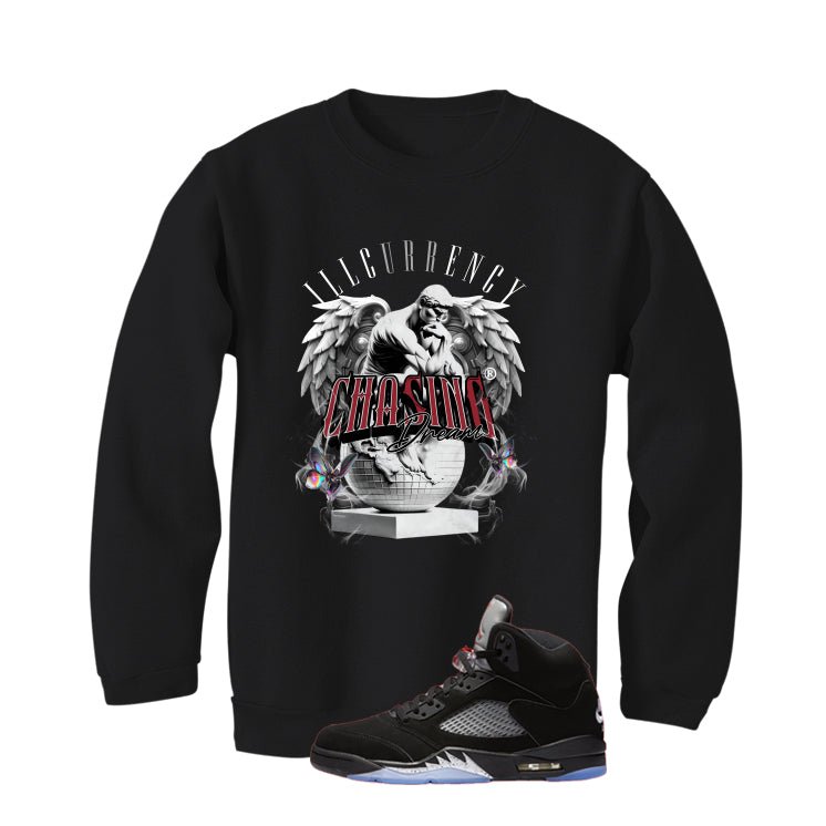 Air Jordan 5 Black Metallic Reimagined Black T-Shirt (Chasing Dreams)| illcurrency